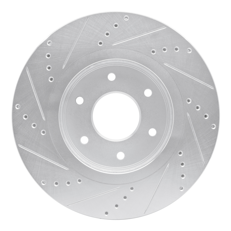 Infiniti QX56 Brake Rotor (1) - Front Right - R1 Concepts - Drilled & Slotted - Silver - `05-`07